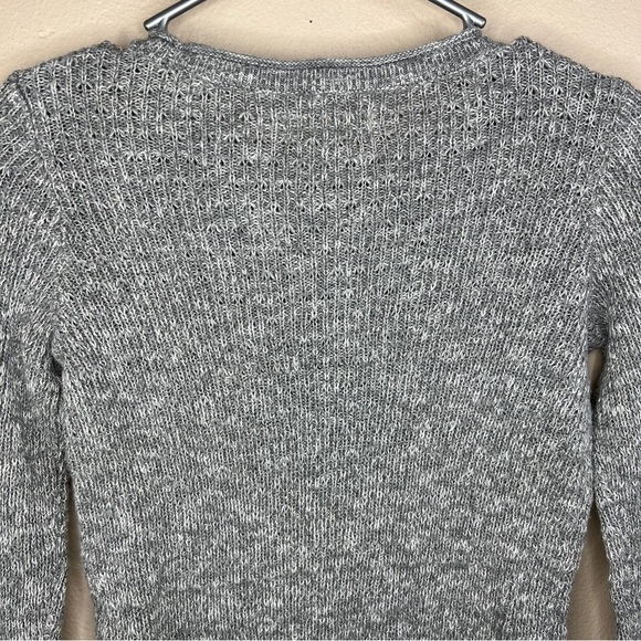 XS Hollister Grey Knit Long Sleeve Top Sweater Ivory  Lace  Boho Cotton - Picture 5 of 9